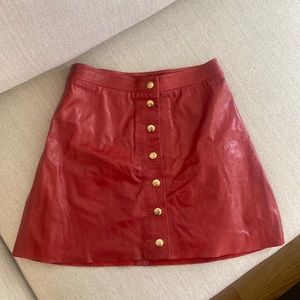 Reformation Red Leather Skirt
